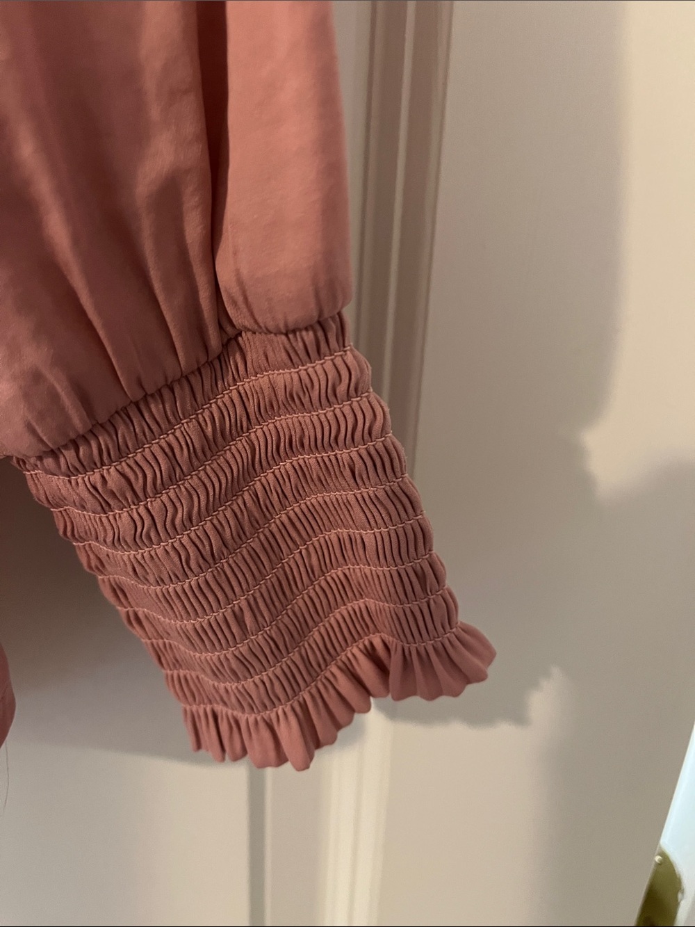 LOFT Dusty Rose Long-Sleeve Smocked Cuff Blouse XL - Picture 4 of 4